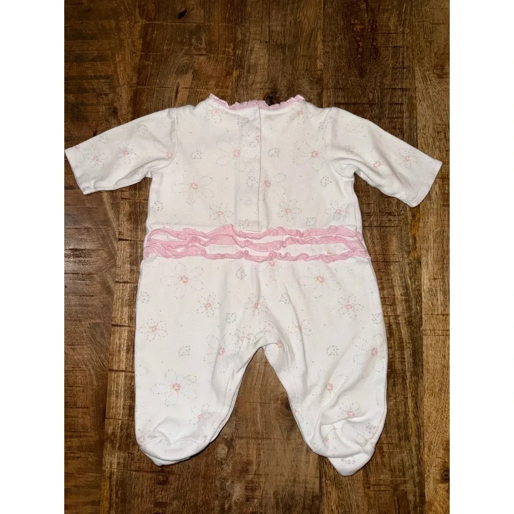 Vintage Laura Ashley 3M Floral Footed Sleeper Romper Pink Ruffle Cottagecore